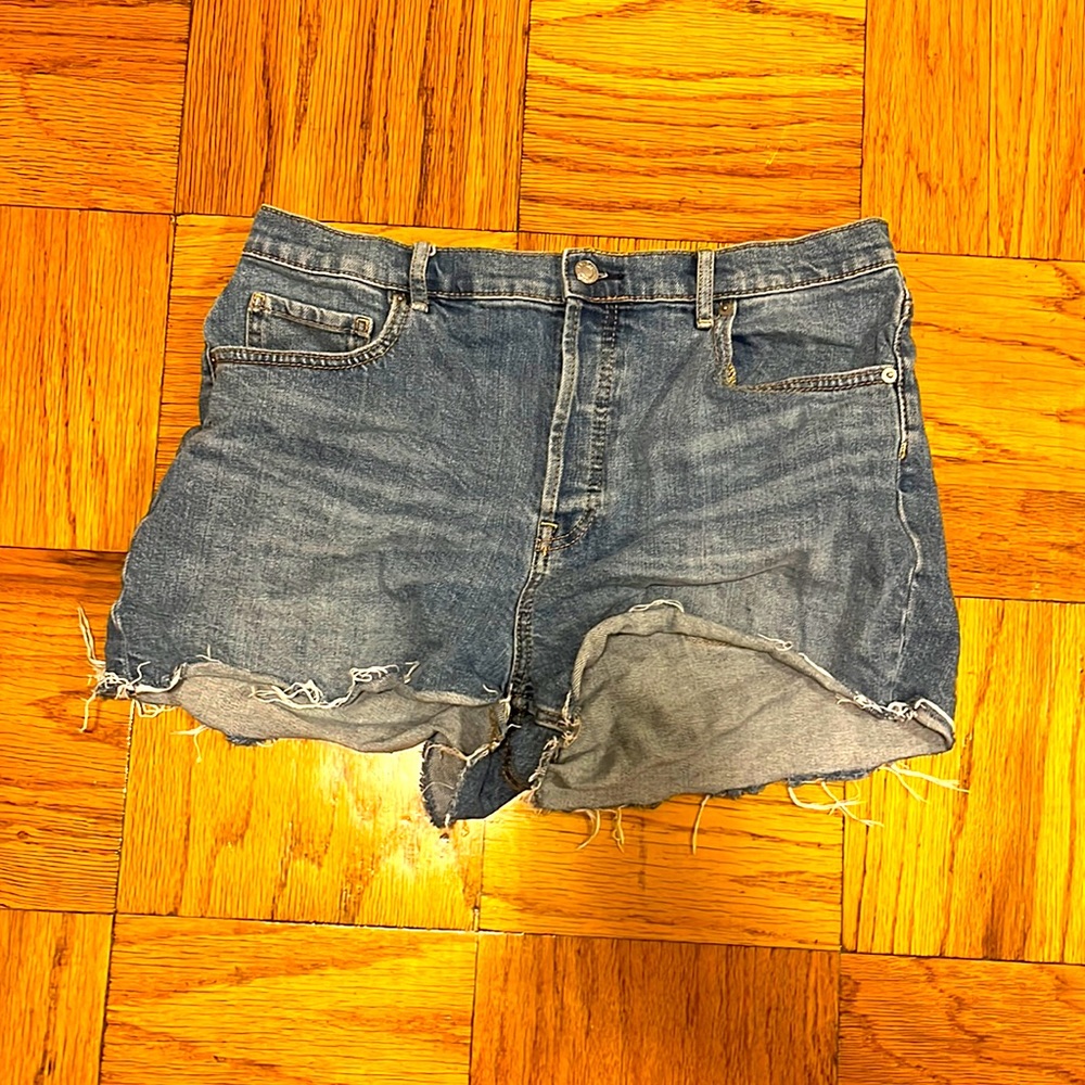 Everlane high rise button up Jean shorts